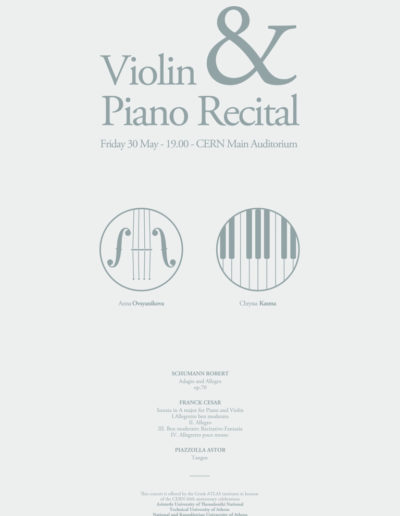Page portfolio book CERN Violon et piano récital musique affiche cnzia graphisme & impression Bassin lémanique, Nyon et Pays de Gex